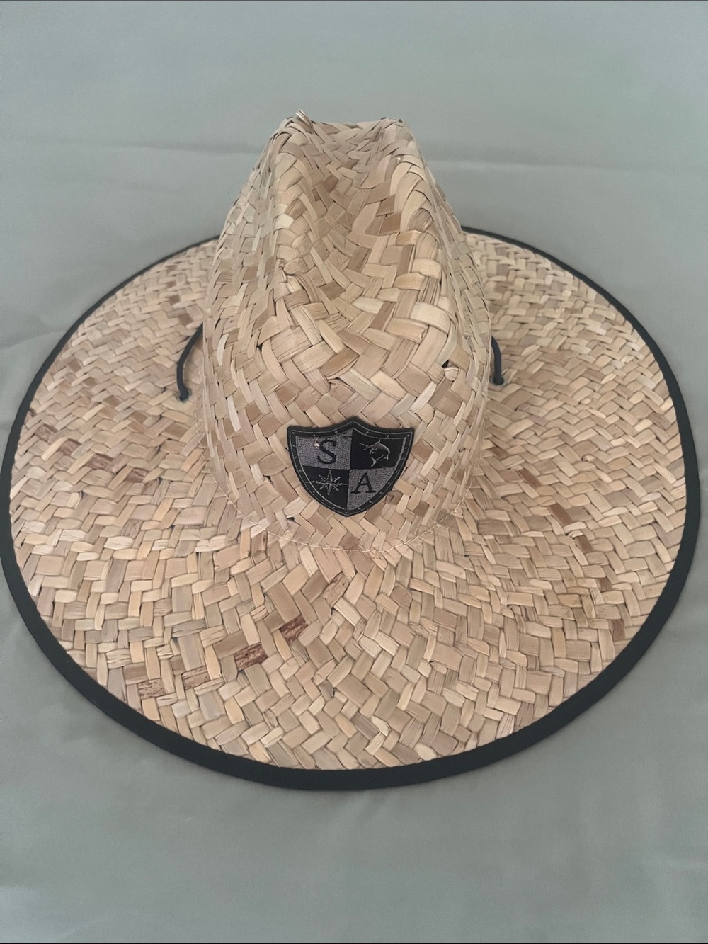 Straw Wide Brim Hat American flag underside - SaCo brand